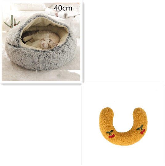 2-in-1 Plush Pet Bed & Cave