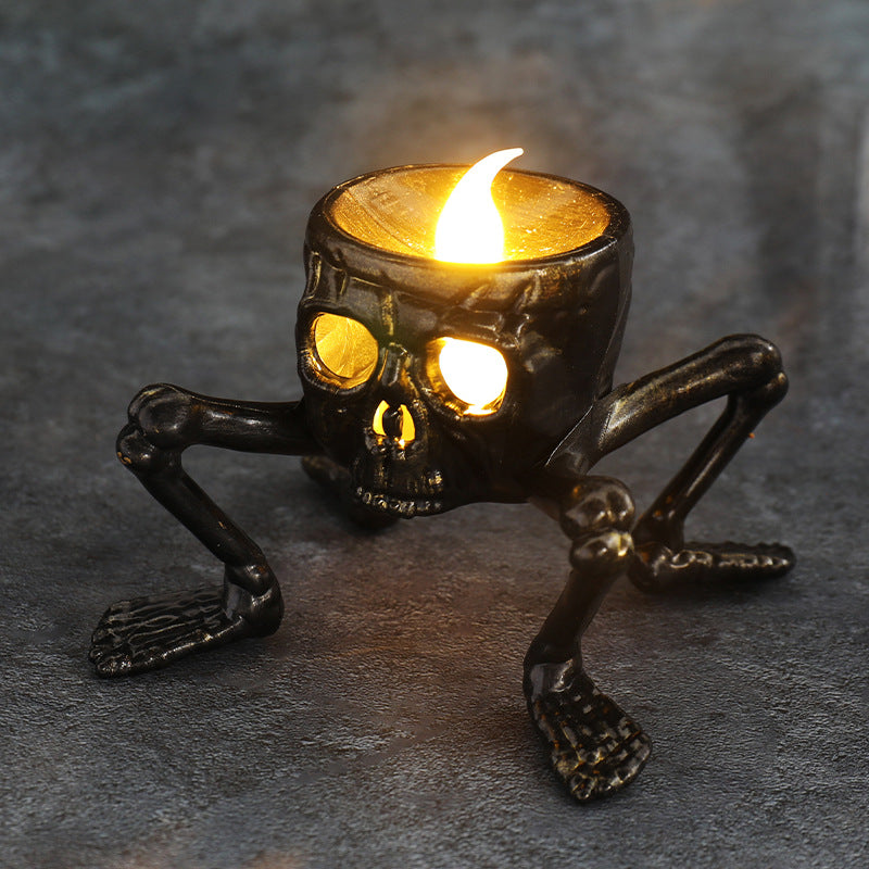 Skeleton Hand & Skull Candle Lantern