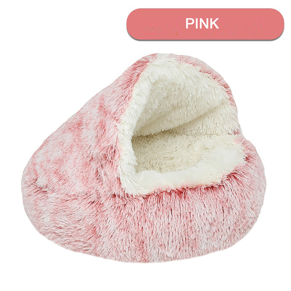 Hooded Plush Donut Cat Bed