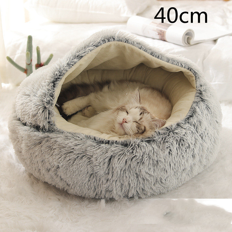 2-in-1 Plush Pet Bed & Cave