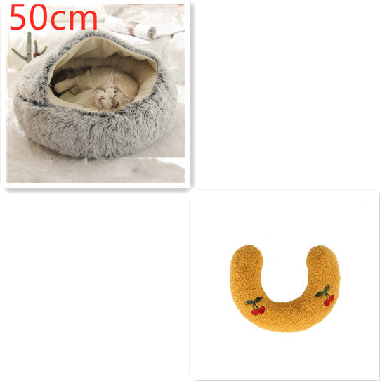 2-in-1 Plush Pet Bed & Cave