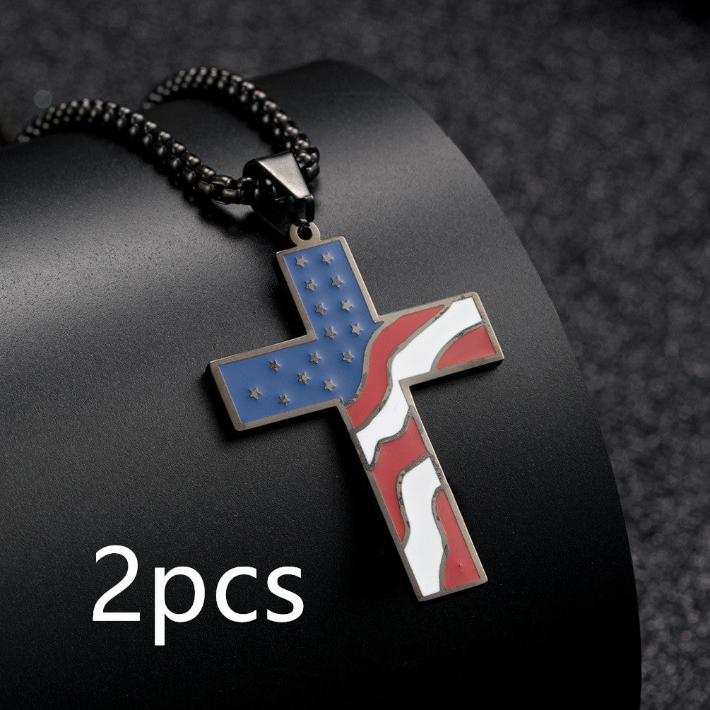 American Flag Cross Necklace