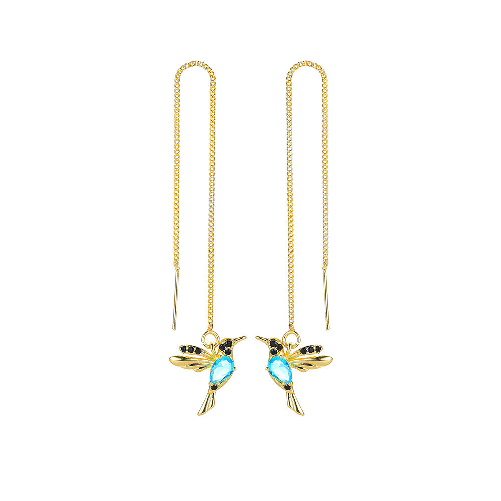 Hummingbird Crystal Drop Earrings