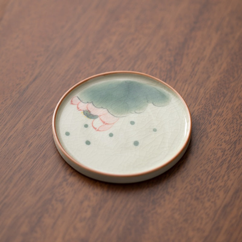Hand-Painted Lotus Ceramic Coaster