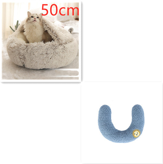 2-in-1 Plush Pet Bed & Cave
