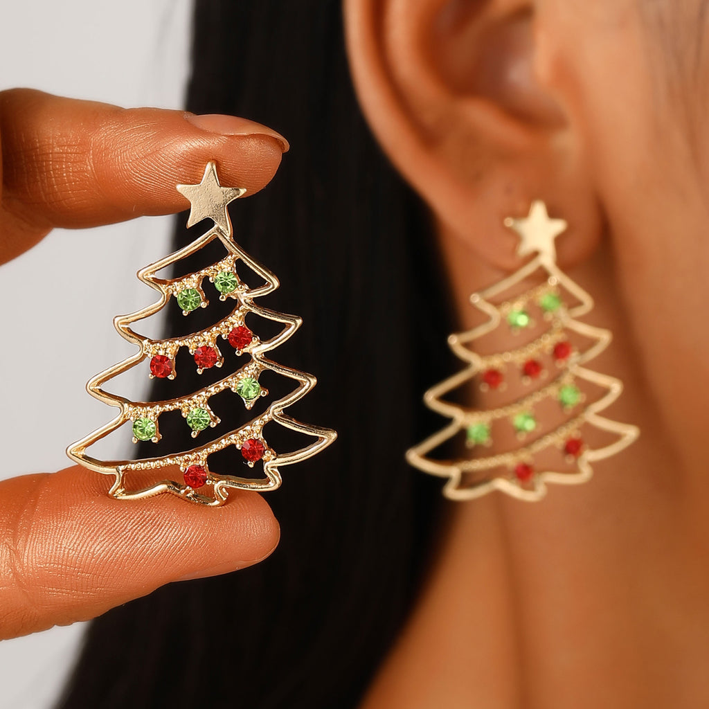 Christmas Tree Zircon Earrings