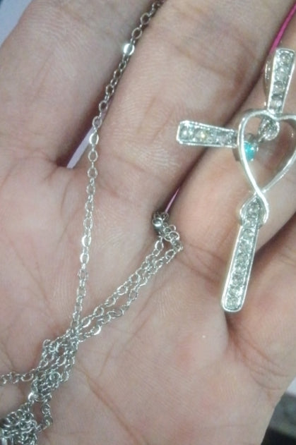 Birthstone Cross Heart Necklace
