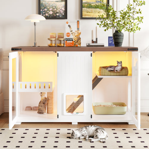 Hidden Litter Box Furniture with Cat Tree