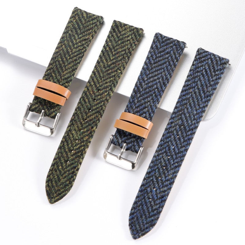 Vintage Tweed Leather Watch Strap