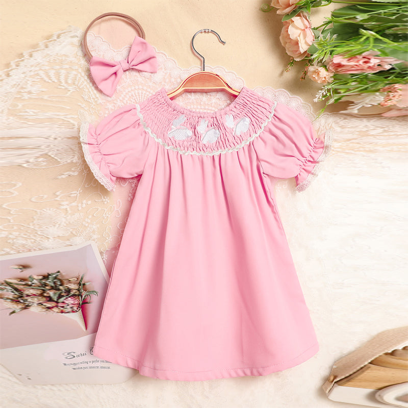 Toddler Bunny Smocked Dress with Headband