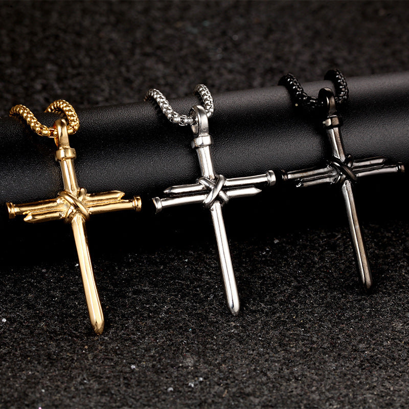 Men's Nail Cross Pendant Necklace