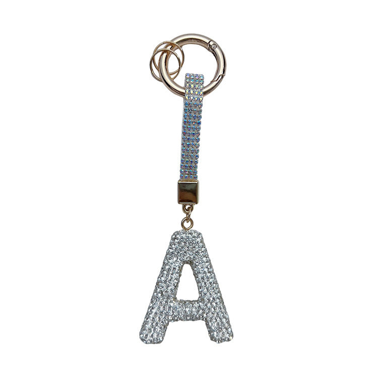 Rhinestone Initial Keychain