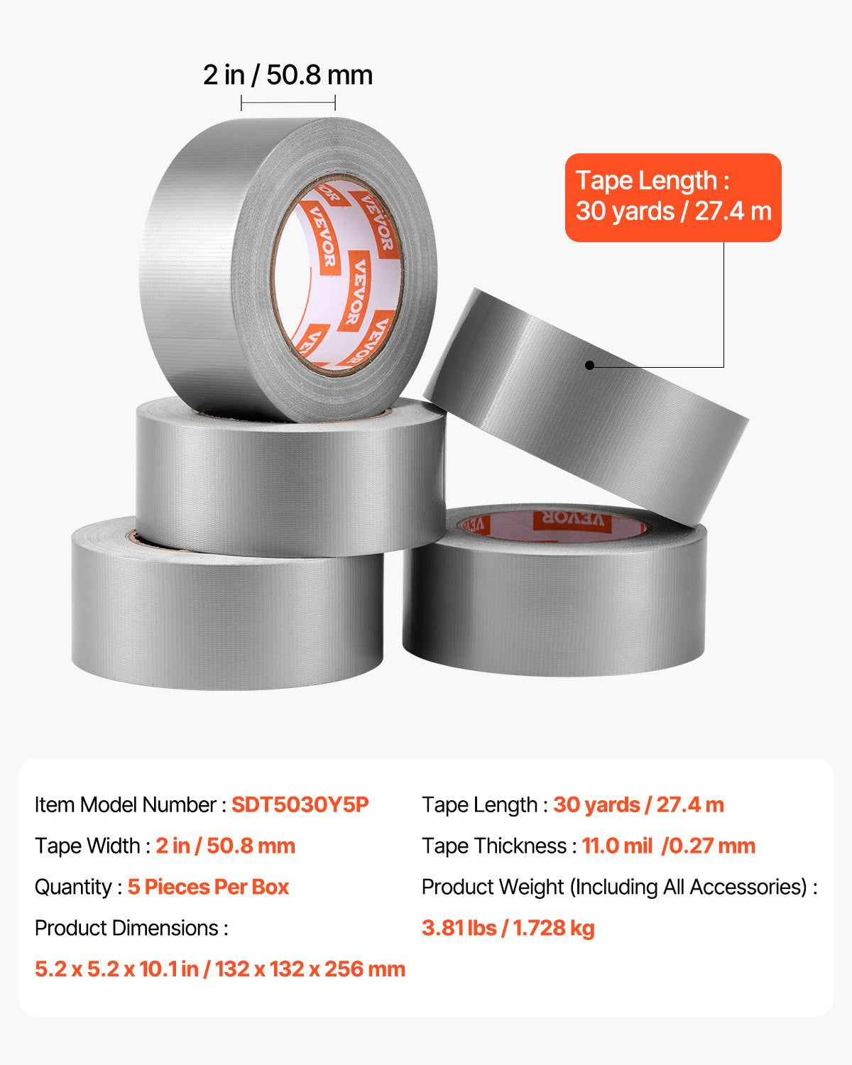 Heavy-Duty Duct Tape (5-Pack)