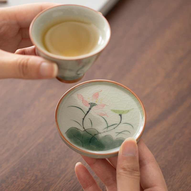 Hand-Painted Lotus Ceramic Coaster