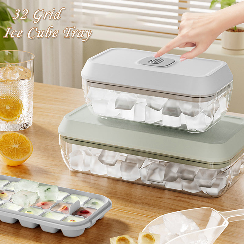 Silicone Ice Cube Tray with Lid & Bin