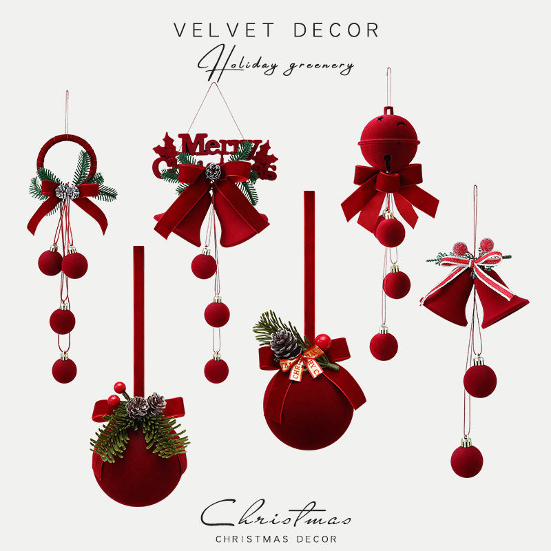 Flocked Christmas Bell Ornaments