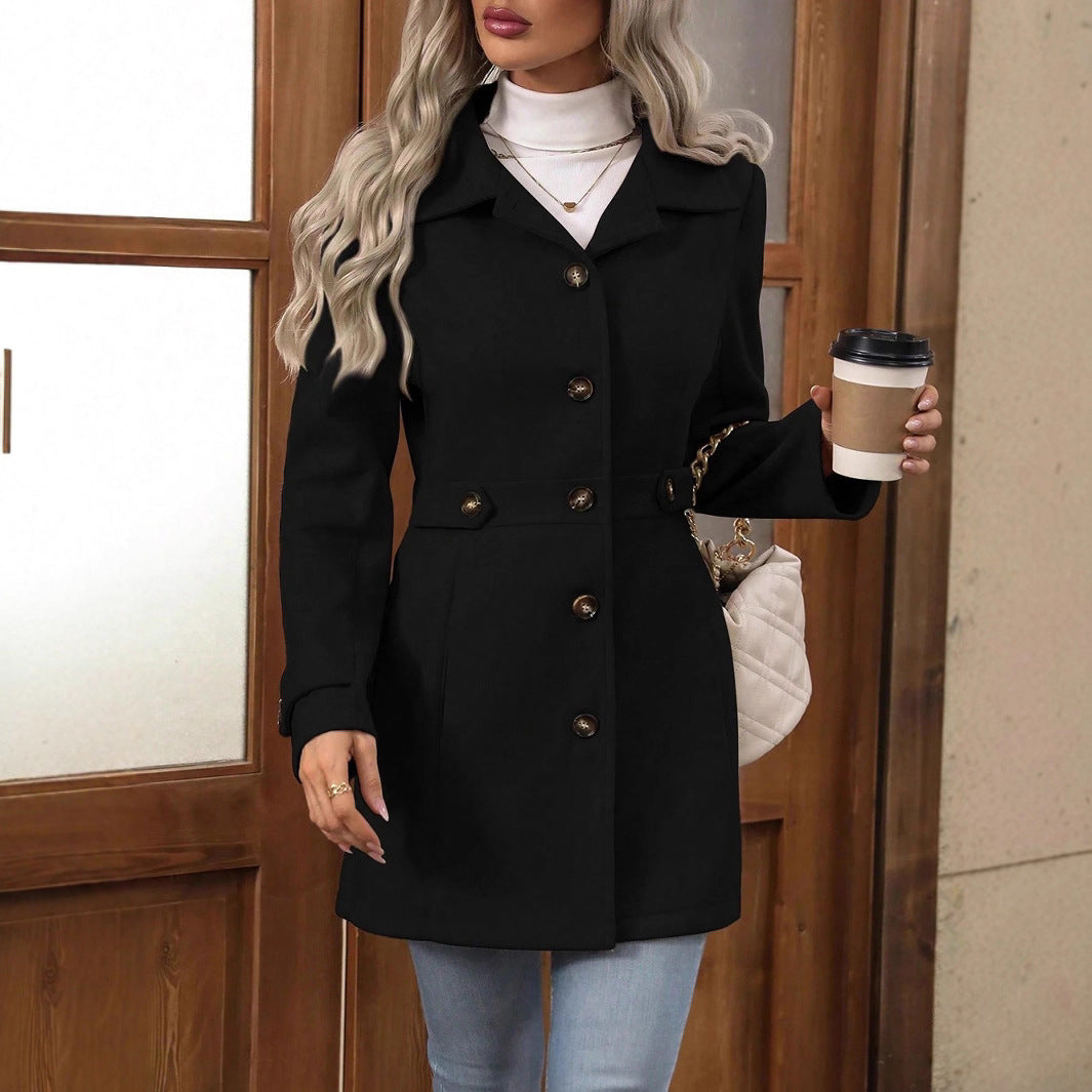 Women's Single-Breasted Wool-Blend Coat