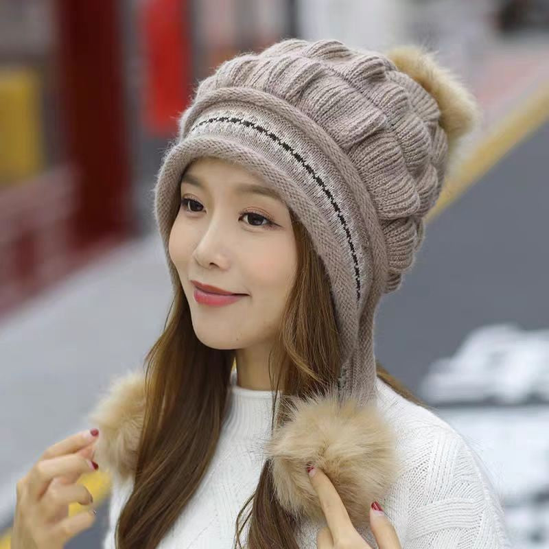 Pom-Pom Earflap Beanie