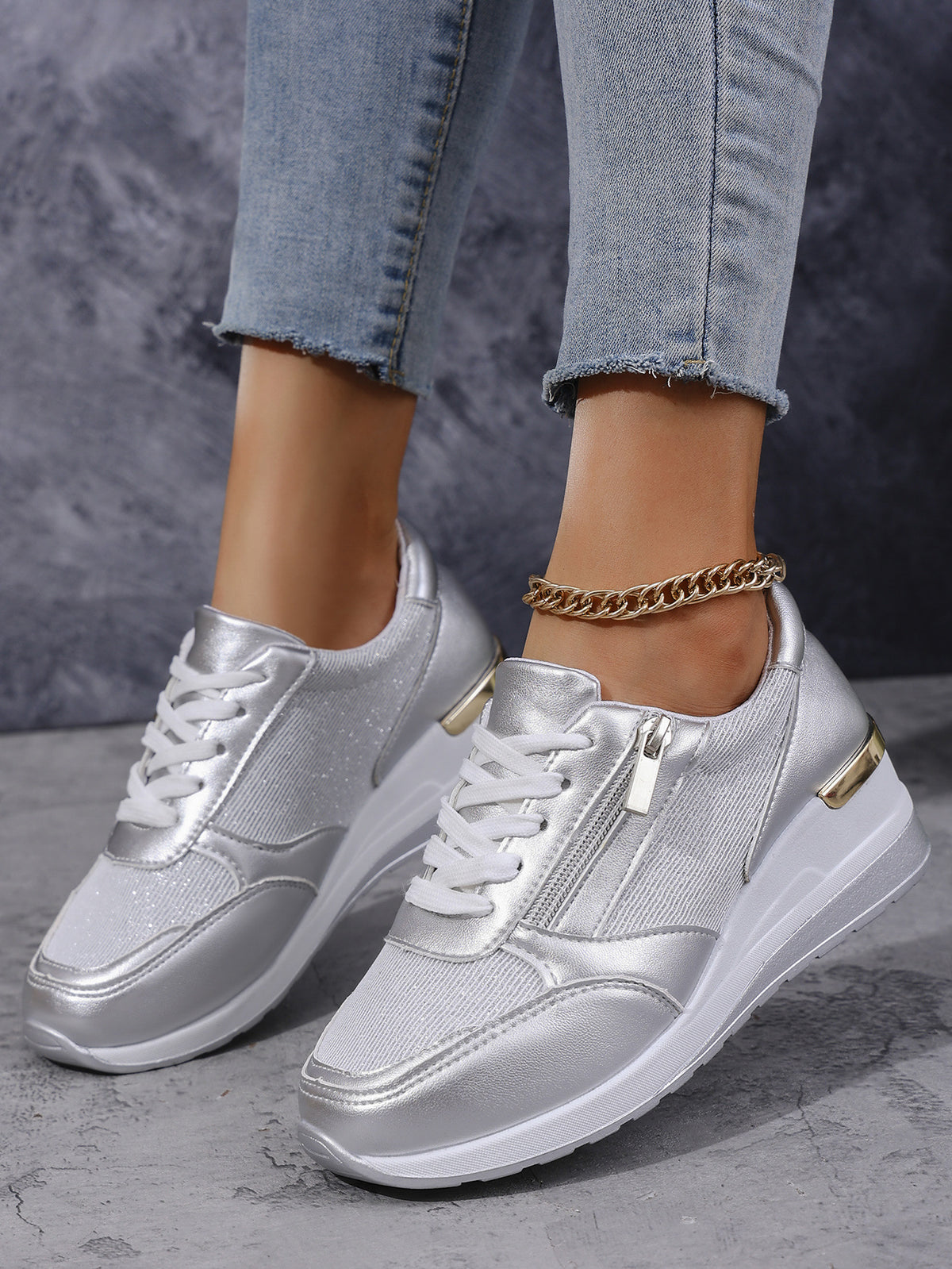 Metallic Platform Sneakers