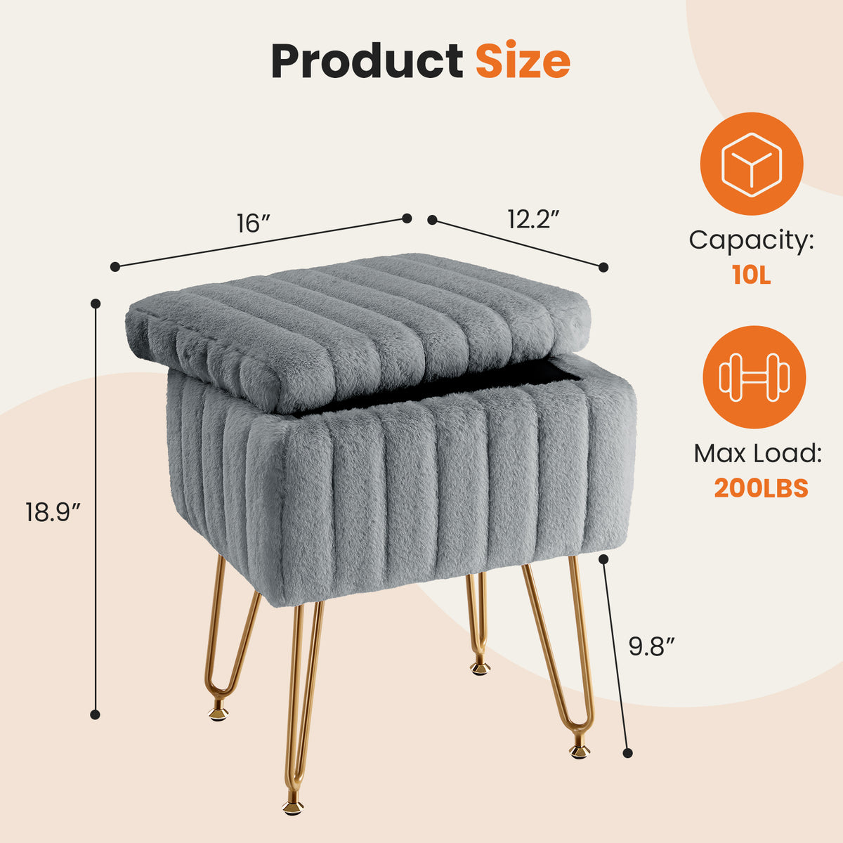Vanity Stool with Storage