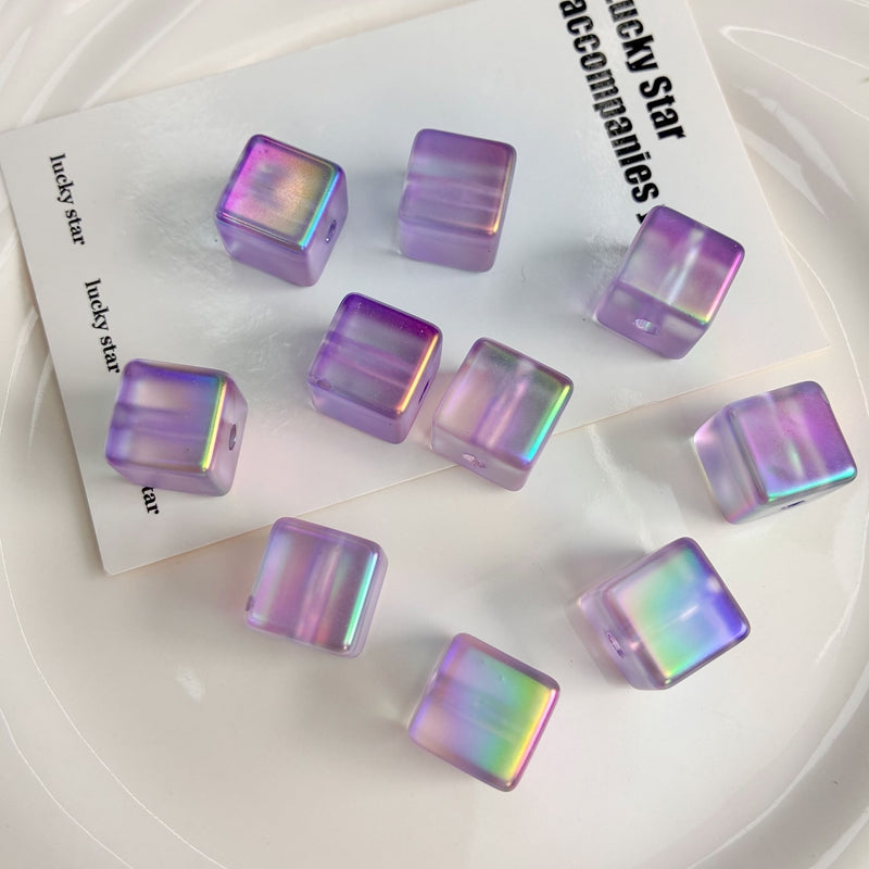 Iridescent Acrylic Cube Beads