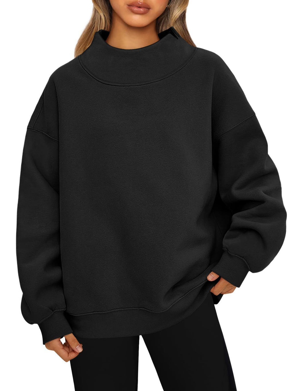 Fleece-Lined Mock-Neck Sweatshirt