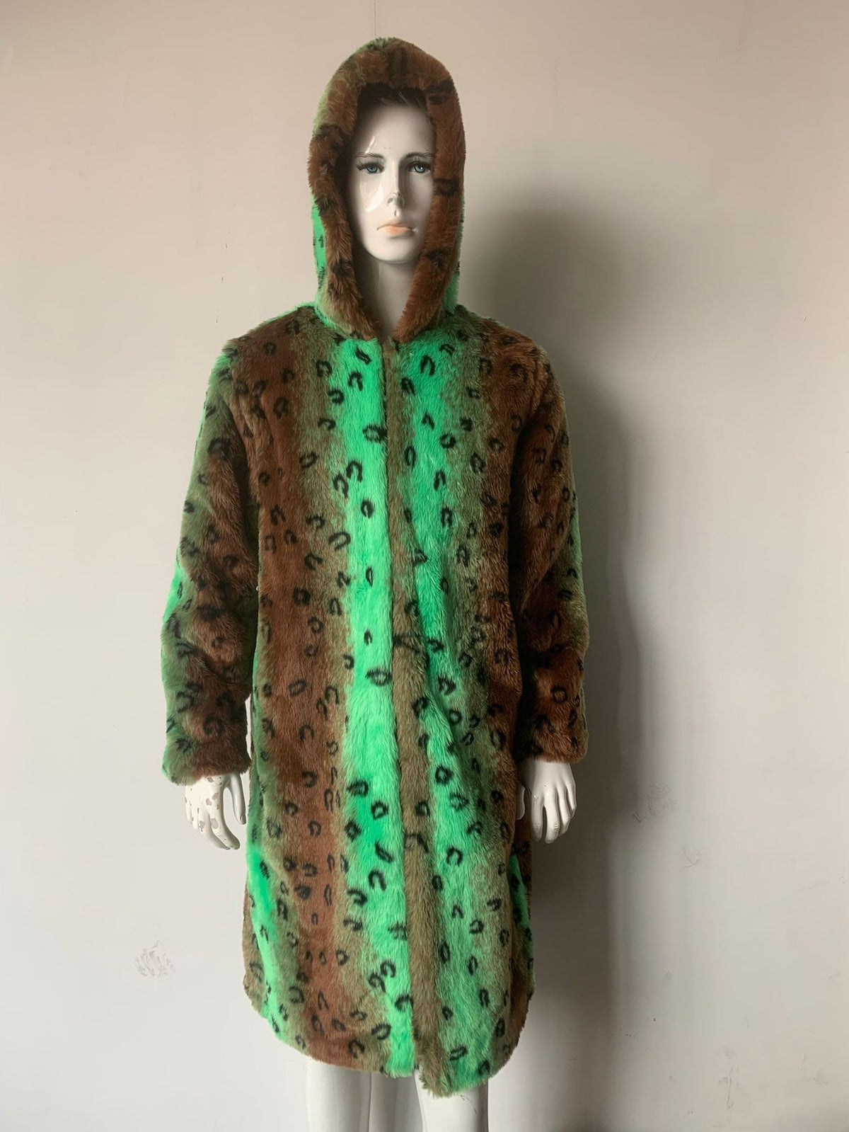 Neon Leopard Faux Fur Coat