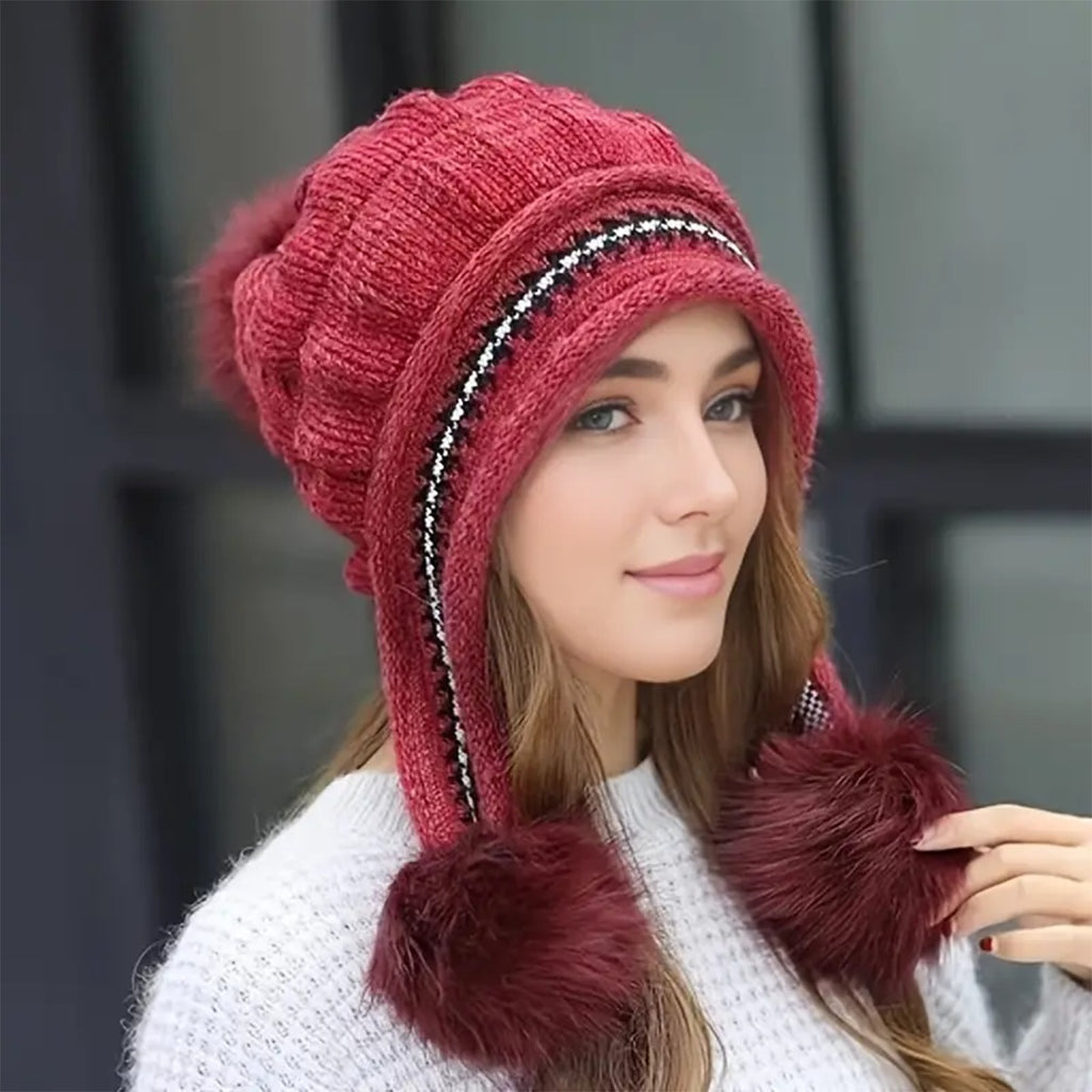 Pom-Pom Earflap Beanie
