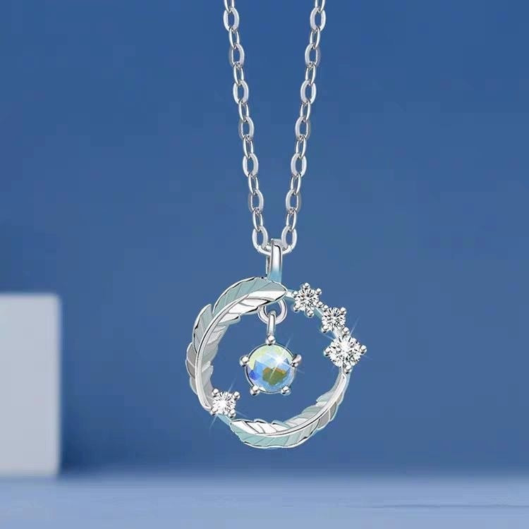 Silver-Tone Feather Pendant Necklace