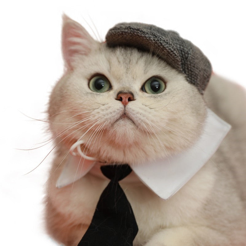 Cat Gentleman Beret & Tie Set