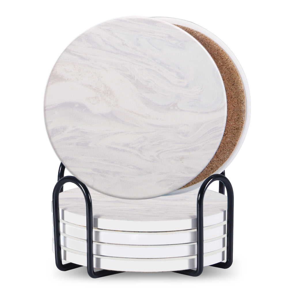 Marble Ceramic Coasters with Stand (6)