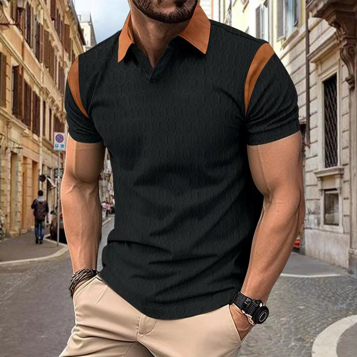 Men's Waffle-Knit Polo Shirt