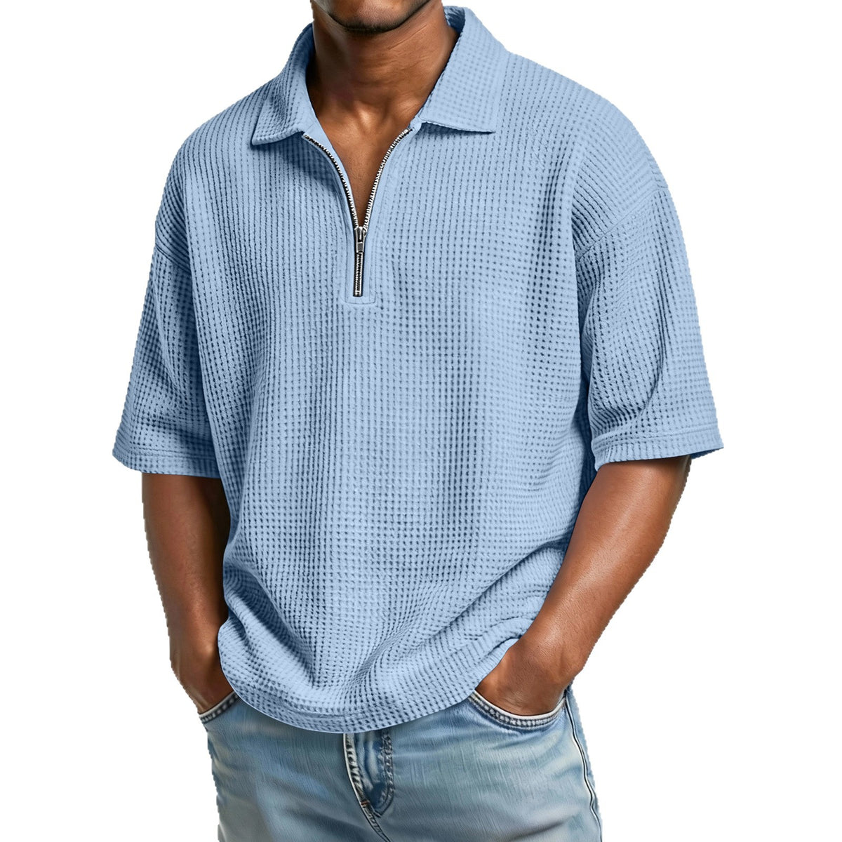 Men's Waffle-Knit Camp-Collar Shirt