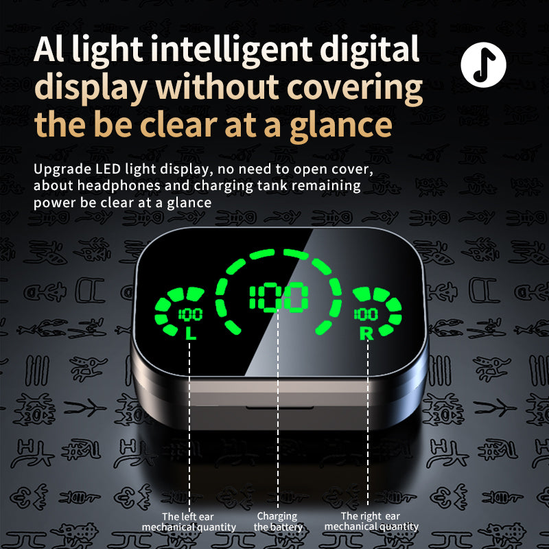 Wireless Earbuds with LED Battery Display