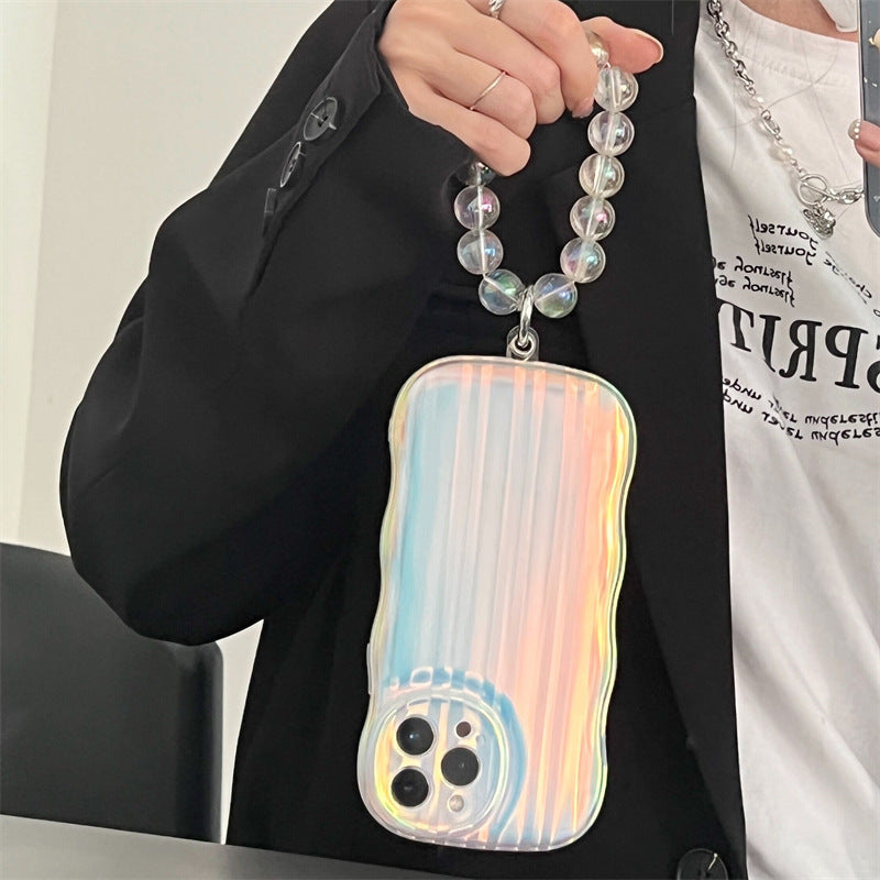 Holographic Wave iPhone Case with Bead Strap