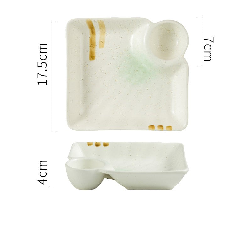 Ceramic Dumpling Plate with Sauce Dish