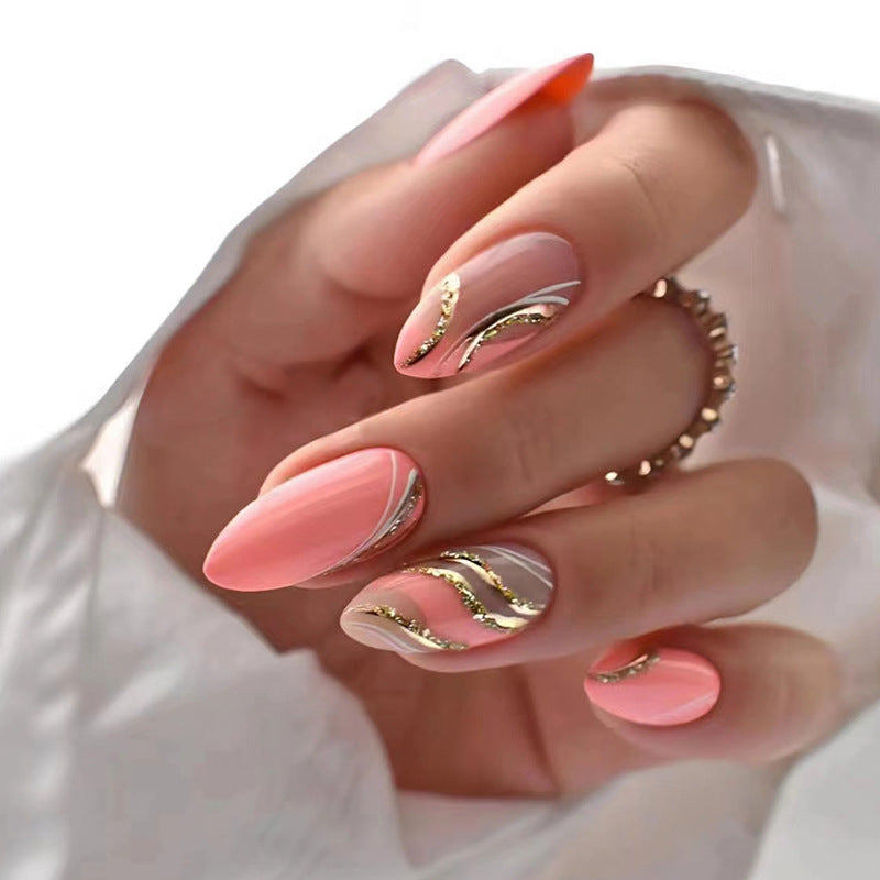 Glitter Ripple Almond Press-On Nails