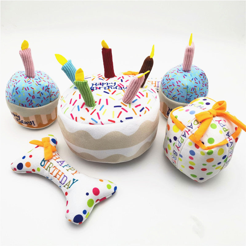 Dog Birthday Cake Plush Toy