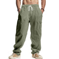 Men's Linen Wide-Leg Cargo Pants