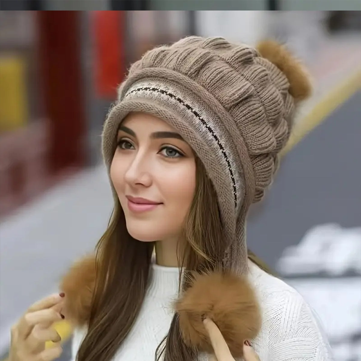 Pom-Pom Earflap Beanie