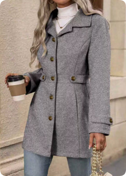 Women's Single-Breasted Wool-Blend Coat