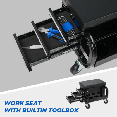Rolling Mechanic Seat with 3 Drawers