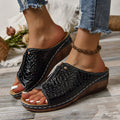 Women's Croc-Texture Wedge Sandals