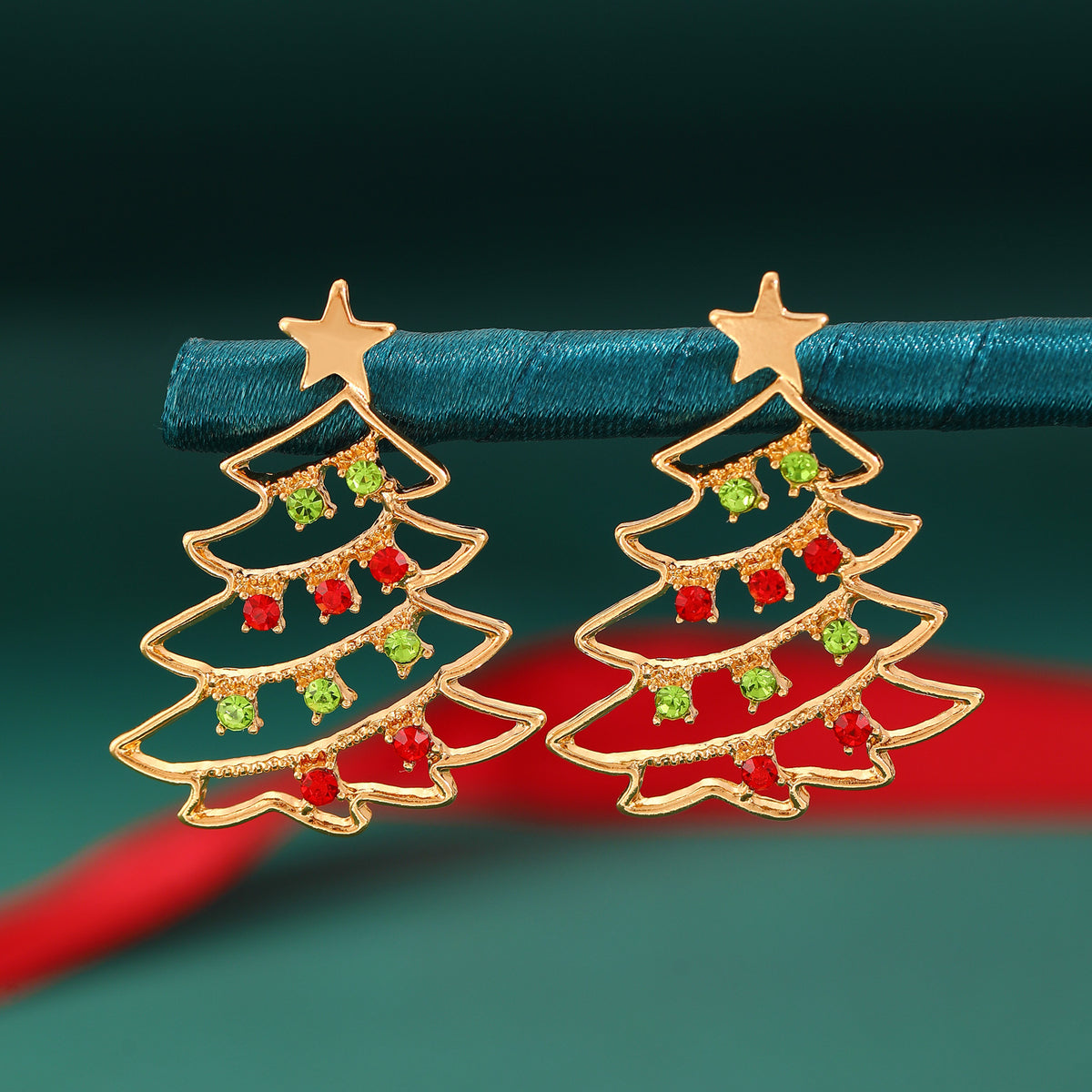 Christmas Tree Zircon Earrings