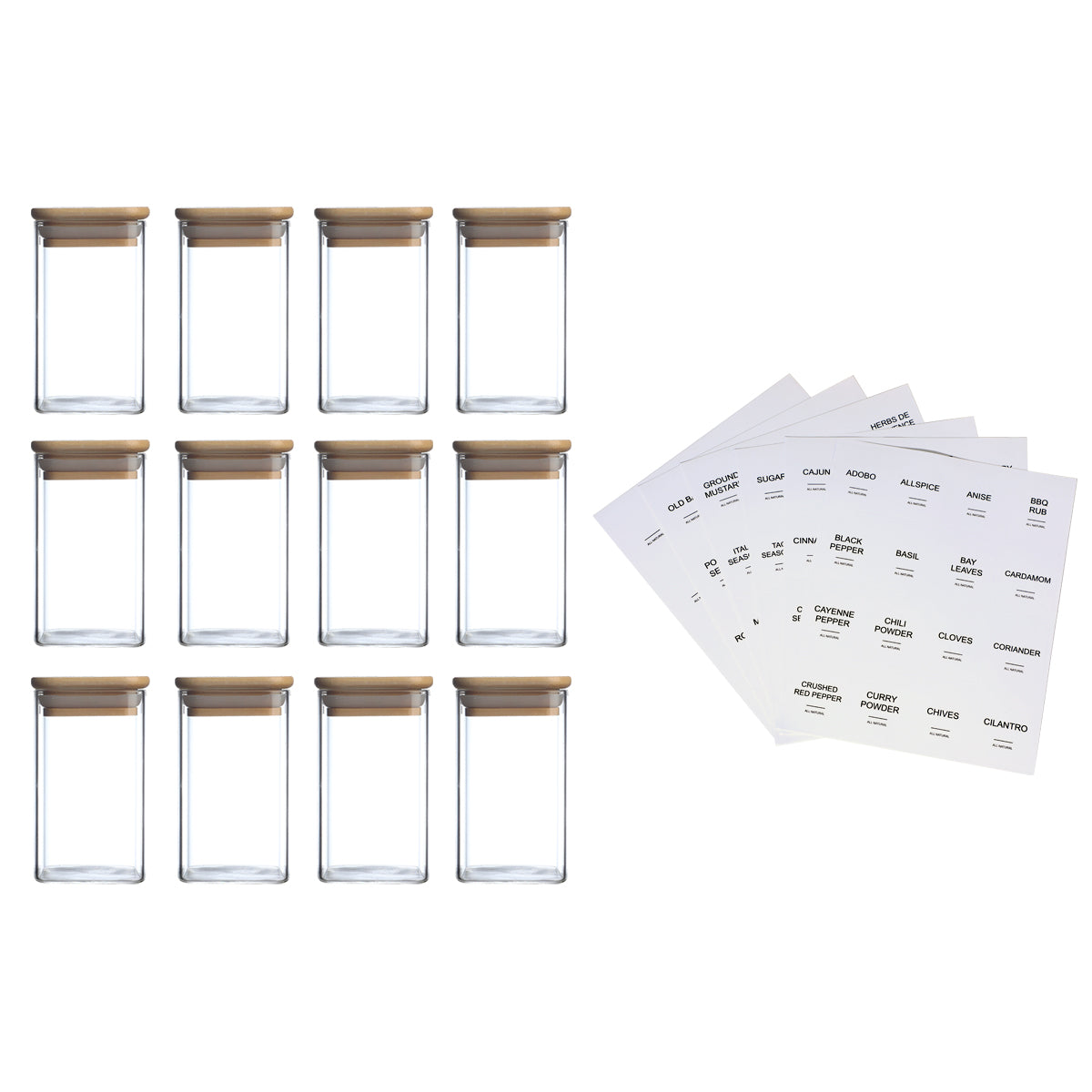 Glass Spice Jar Set (12 pcs)