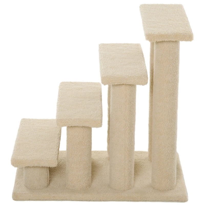 4-Step Carpeted Cat Stairs with Scratching Posts