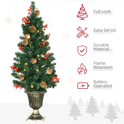 Pre-Lit Christmas Entrance Set (4 Pieces)