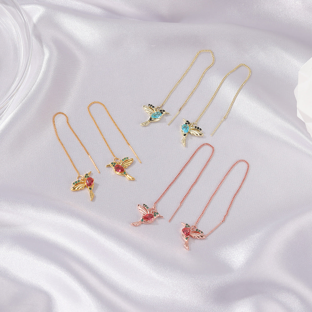 Hummingbird Crystal Drop Earrings