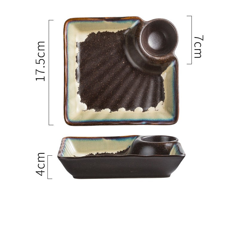 Ceramic Dumpling Plate with Sauce Dish