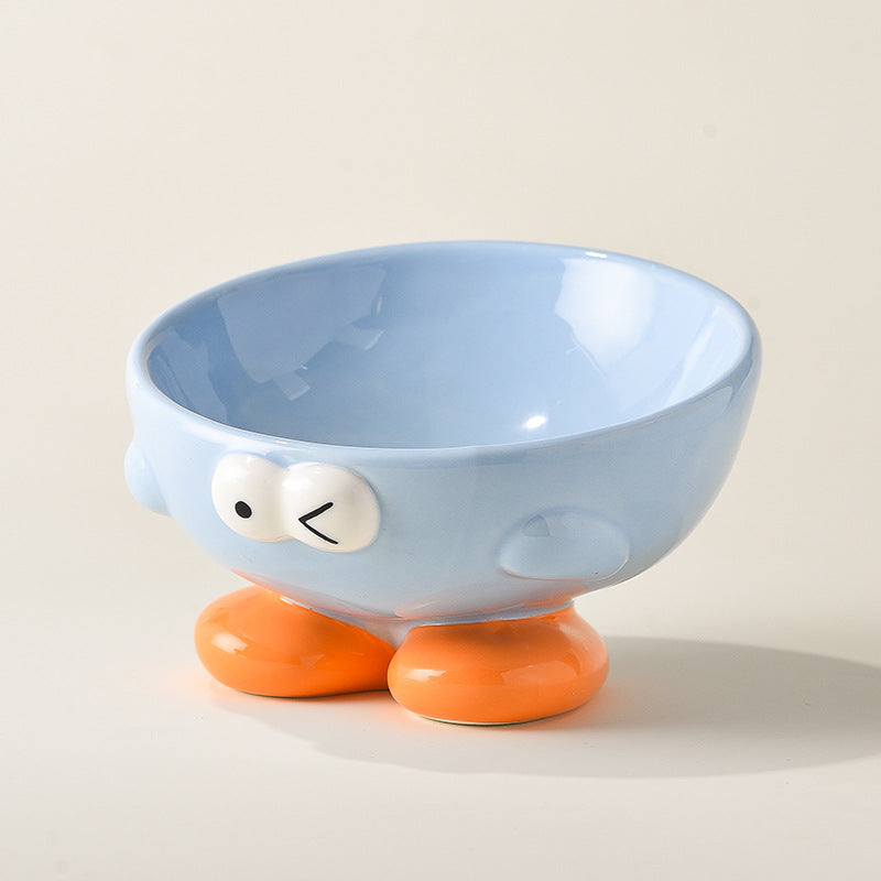 Tilted Cute Face Ceramic Pet Bowl